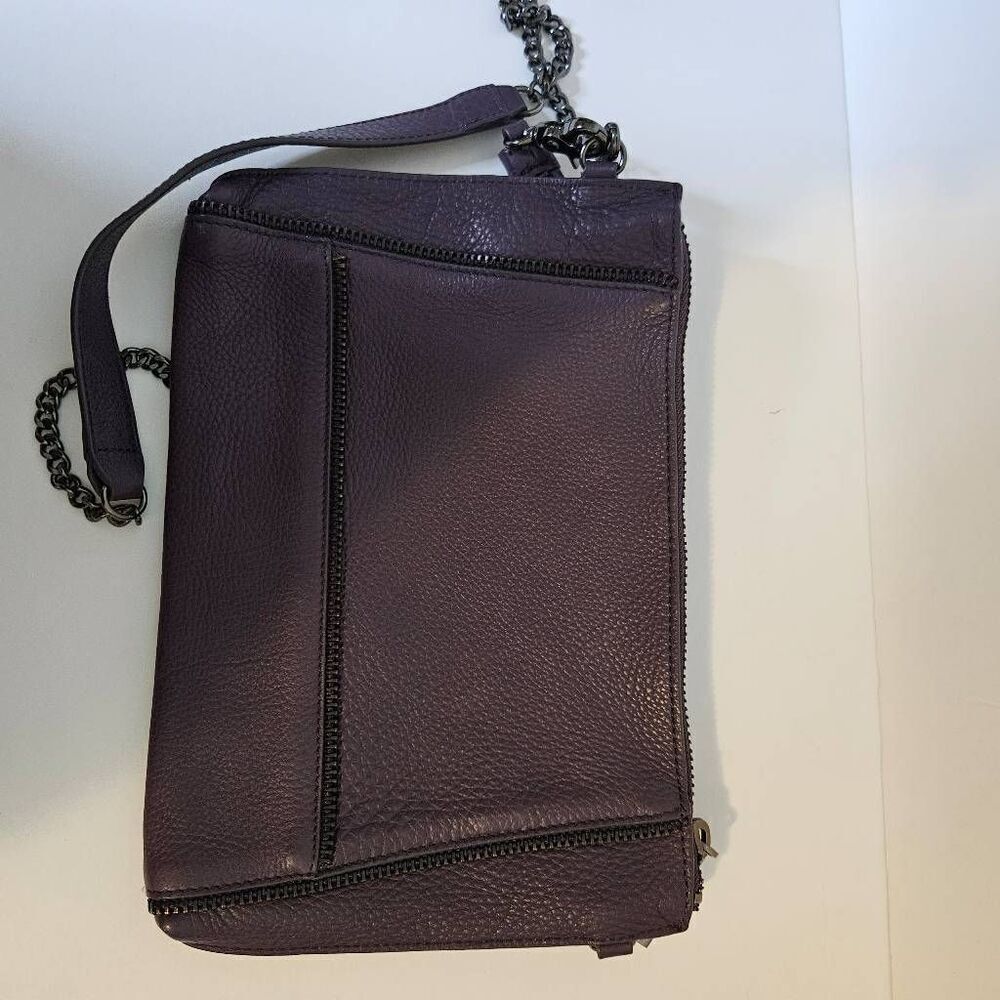 Botkier Soho crossbody purse with chain strap, leather deep purple. - Picture 2 of 5